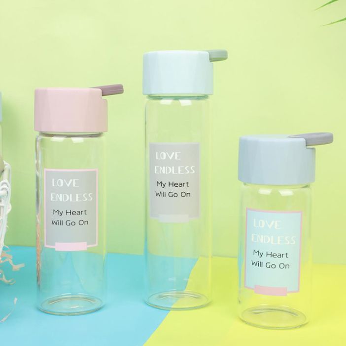 New Korean-style colorful holiday creative simple transparent leak-proof glass water cup from Yiwu Good Goods