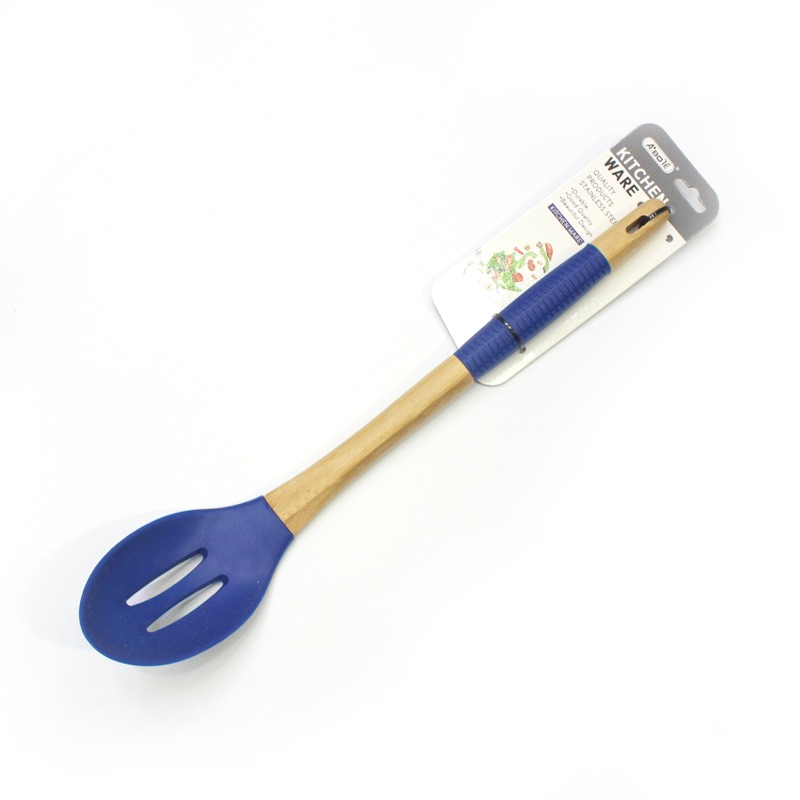 Silicone kitchen utensils and appliances for high temperature non-stick pan special shovel spoon kitchen wooden handle thumbnail