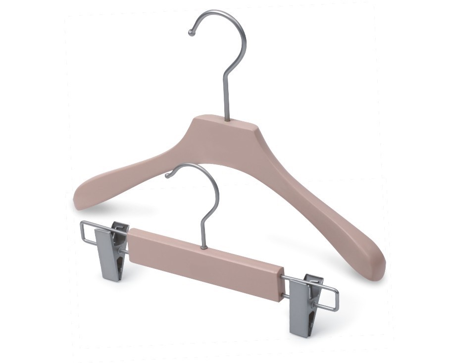 Women's clothes hanger clothing store special clothing support son non-slippery wood pants clip-on pants shelf lacquer-wood hanger custom logo Item Picture
