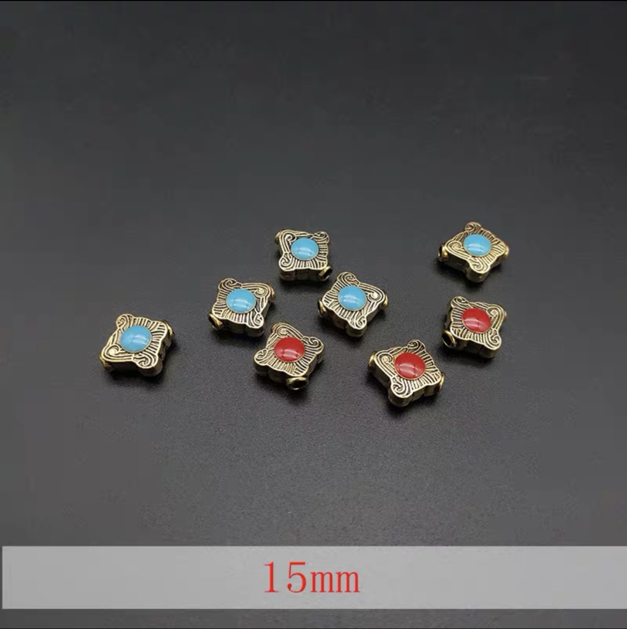Car hanging accessories, earring accessories, ancient-style headwear, bride's Hanfu, step shaking, landscape, Thai blue, burnt blue alloy oil drip jewelry accessories