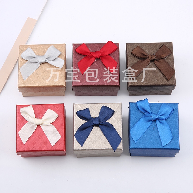 Korean ring box square gift box Ring box bowknot trinket box small square paper box