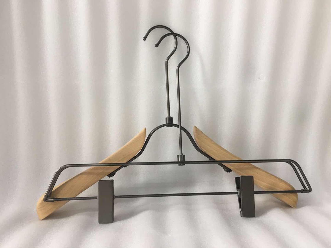 Women's clothes hanger clothing store special clothing support son non-slippery wood pants clip-on pants shelf lacquer-wood hanger custom logo Specification drawing