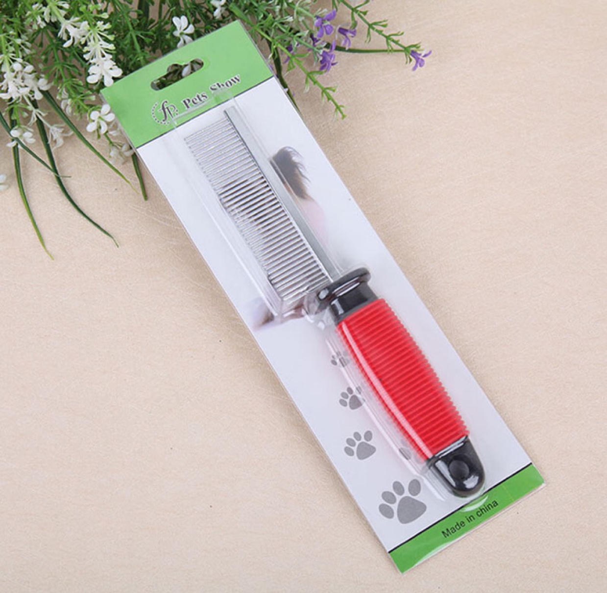 Fengpei factory direct T fur brush wooden handle needle brush pet grooming brush double-sided comb details Picture