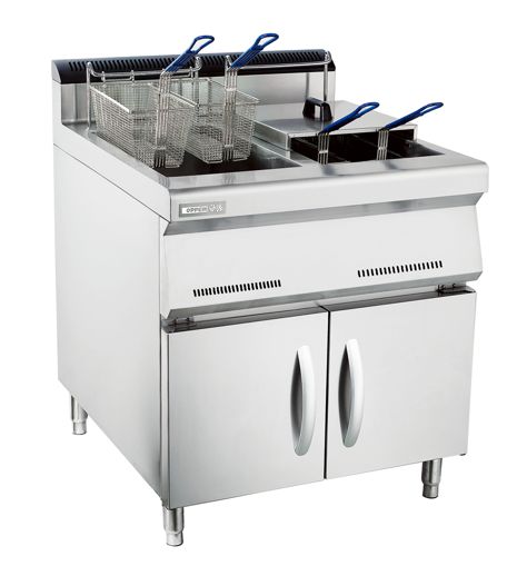 Two-cylinder four-screen gas frying stove with cabinet stand Fried chicken legs chicken wings fries fryer