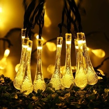 户外防水太阳能LED水滴灯串花园庭院树上装饰小彩灯