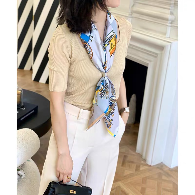 Gray-Blue Silk Scarf