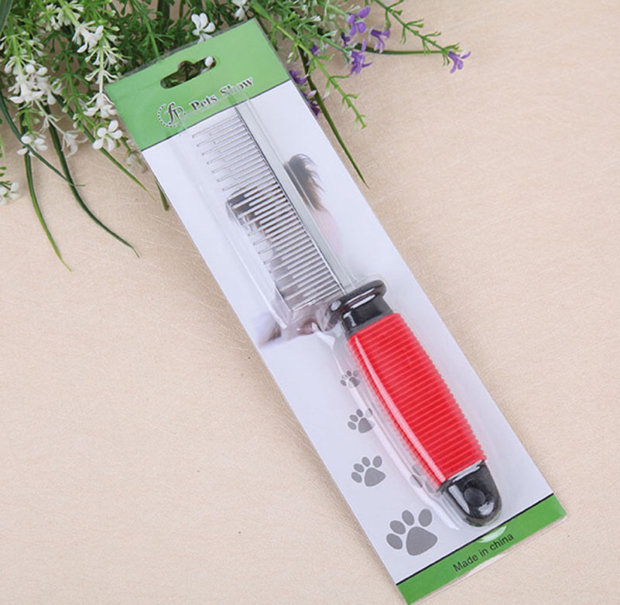 Fengpei factory direct T fur brush wooden handle needle brush pet grooming brush double-sided comb Specification drawing