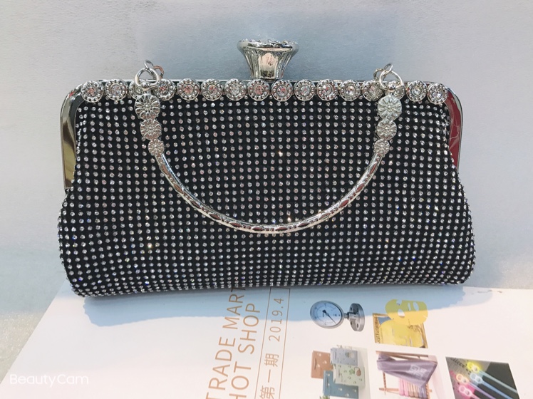 2020晚装包晚宴包钻石手提可斜跨包白底实物图