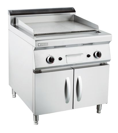 Gas 2/3 flat 1/3 pit griddle grill furnace with cabinet shredded cake machine roast cold noodle steak teppon