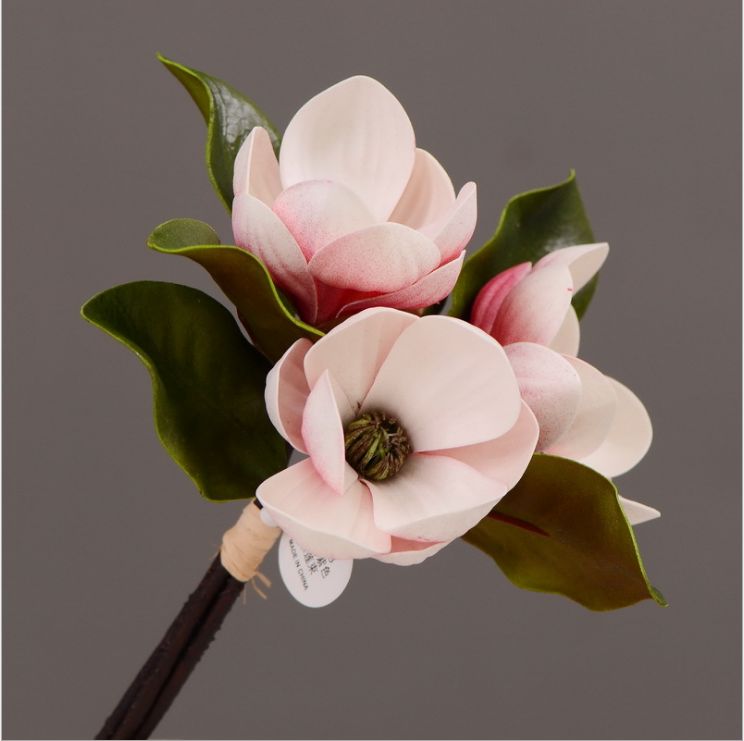 Chinese modern living room decoration simulation artificial flower simulation of magnolia wholesale pink wood lotus bouquet thumbnail