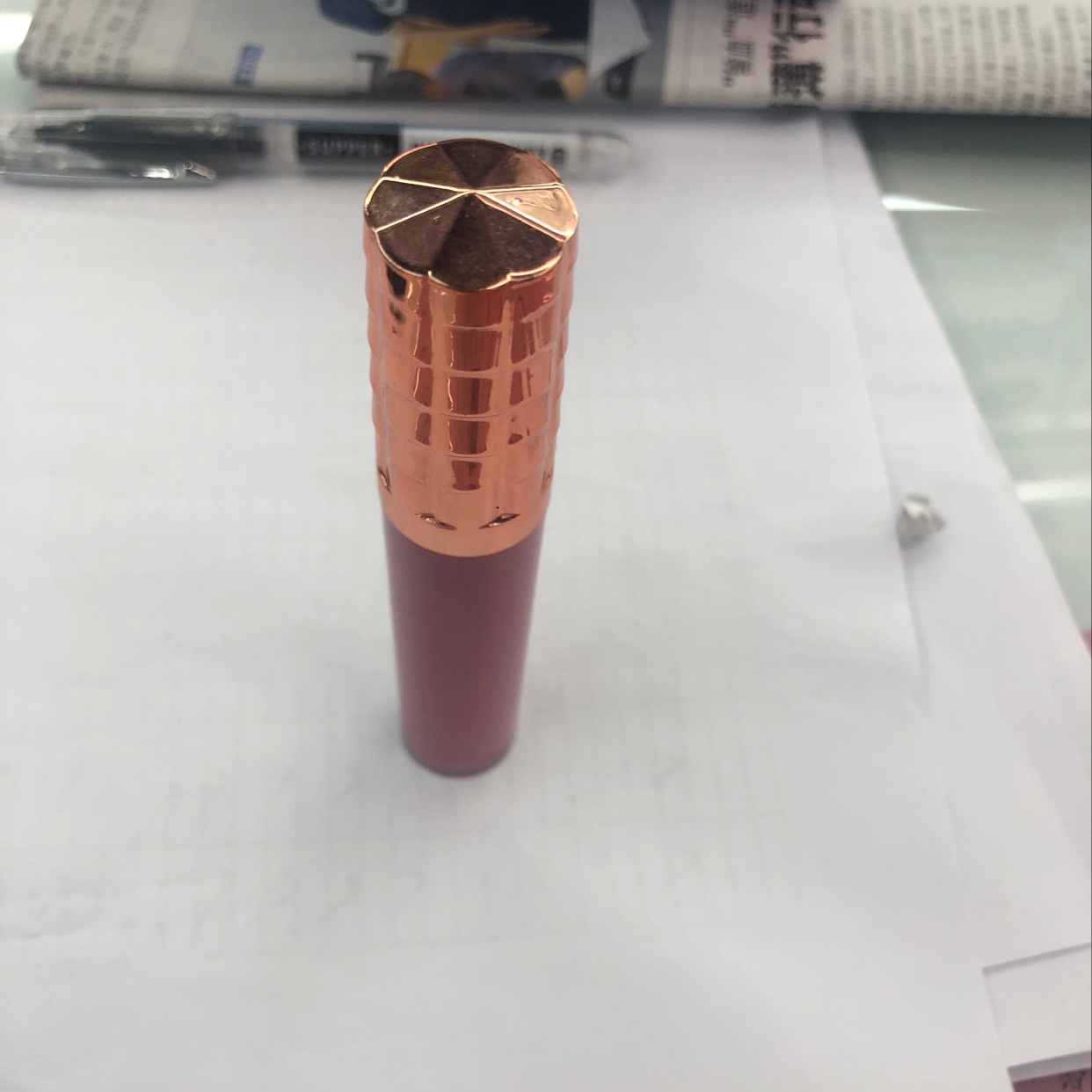 Rose red lip gloss details Picture