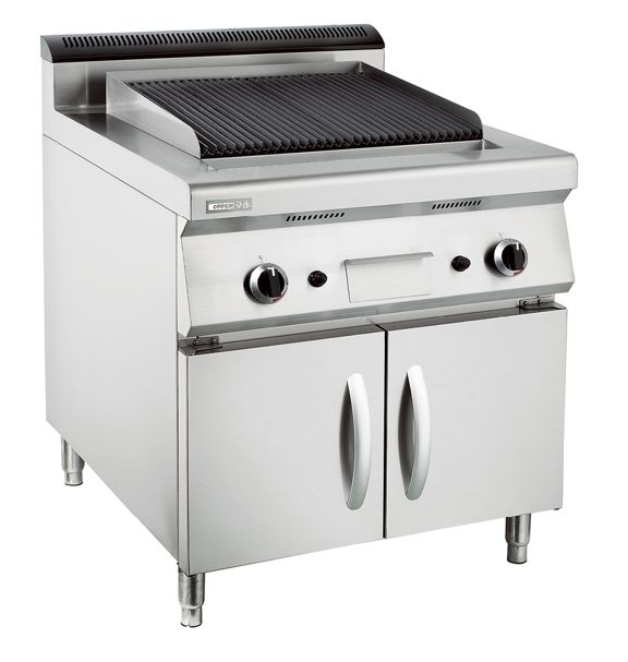 Gas-fired volcanic barbecue lava rock grill with cabinet seat gas-fired hot roast steak and meat BBQ