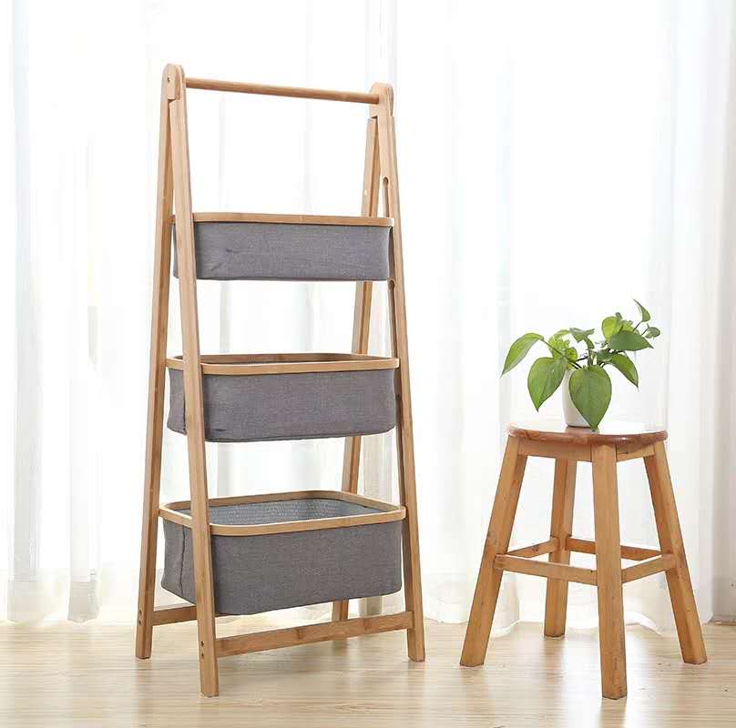 Bathroom bathroom floor storage rack Household storage basket Dirty clothes basket fabric storage rack A118 full figure