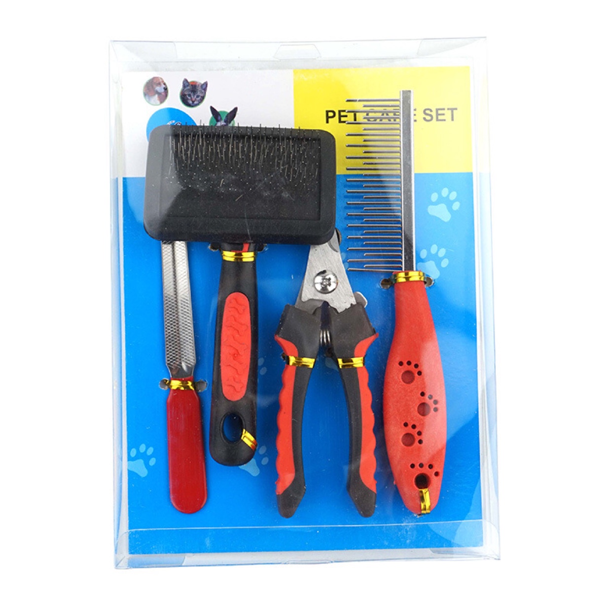 Fengpei Pet Supplies, Dog Grooming Four-piece Set, comb, brush, nail clipper, file, cleaning set, Factory direct sales Item Picture