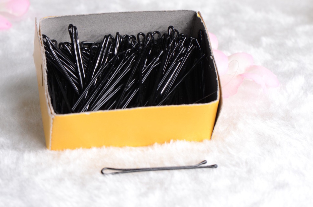 理发店专用一字夹黑色发夹盘发白底实物图