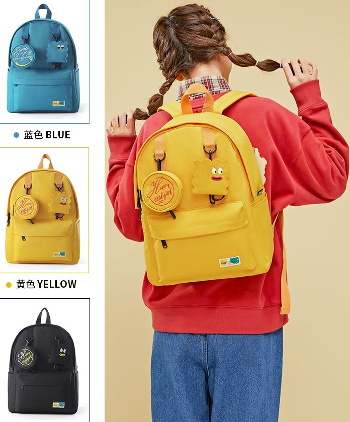 义乌好货 书包古着感少女日系原宿初中生大容量可爱双肩背包