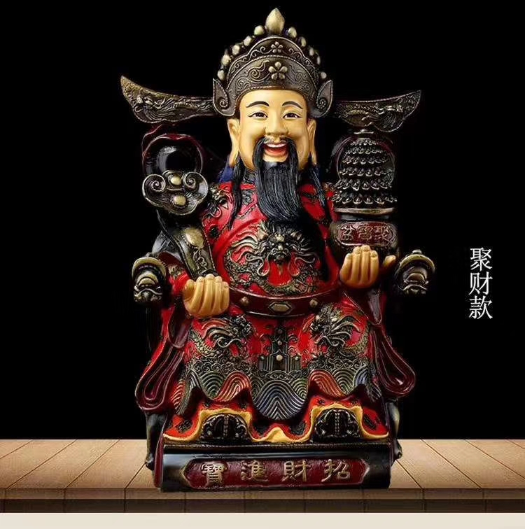 Colorful copper god of wealth household worship furnishing wu God of wealth god opened a housewarming shop