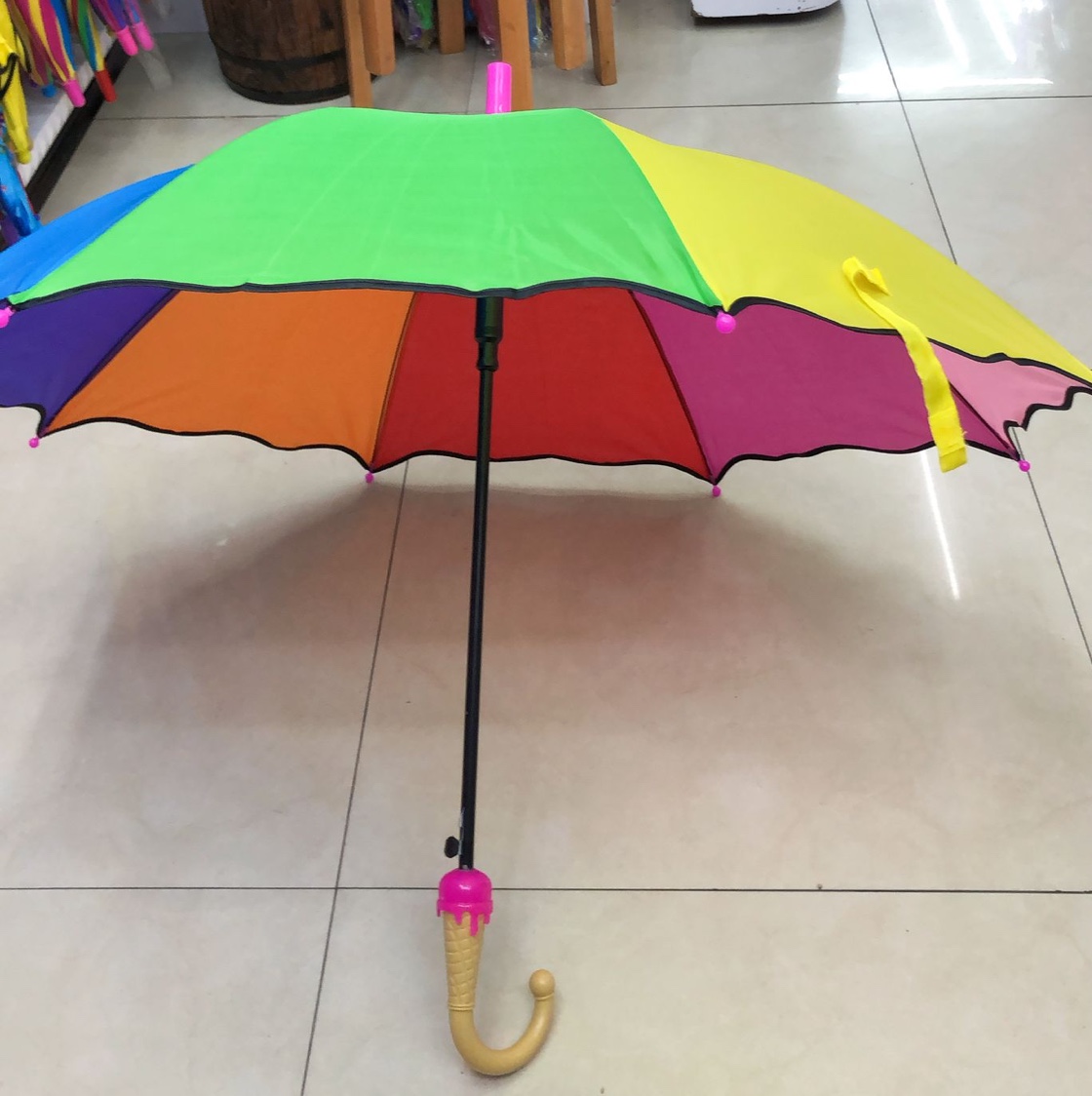 50 cm ice cream handle rainbow wavy edge umbrella