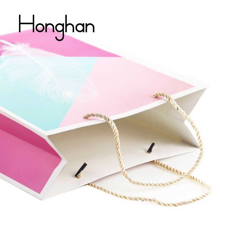 白卡  羽毛系列清新 手提袋 纸袋 单面闪粉子 gift bag 礼品袋产品图
