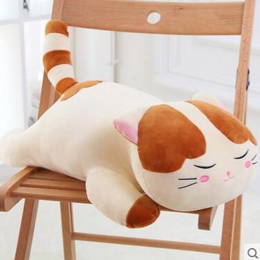 Yiwu good goods small cat party doll animal doll children plush toy long bed bed pillow