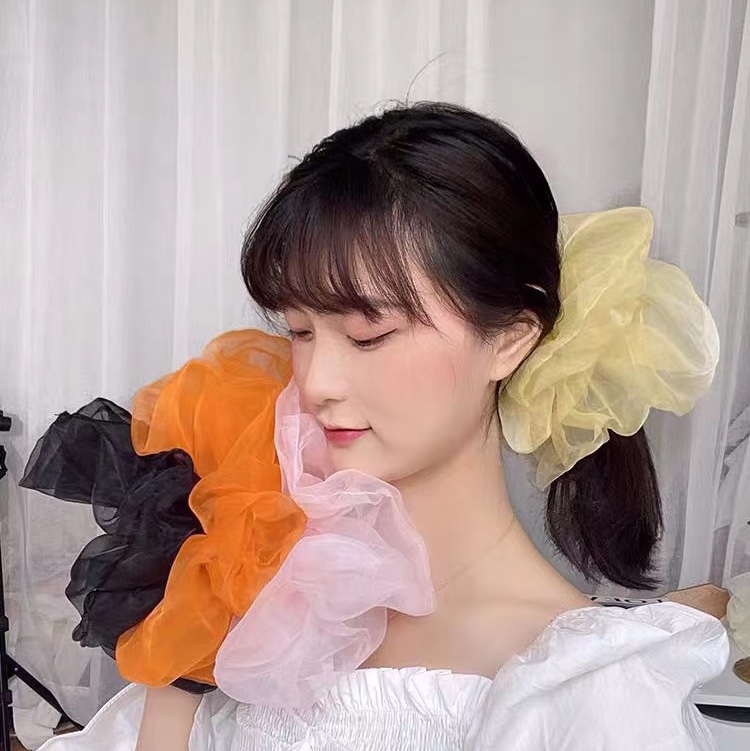 Spring And Summer New Korean Edition Printed Large Hair Circle Mori Tie Leather Band Head Flower Women's Cloth Hair Accessories Tie Hair Rope Accessories