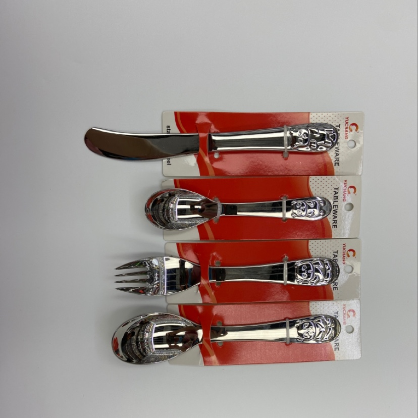 不锈钢304儿童勺立体熊猫勺品质款