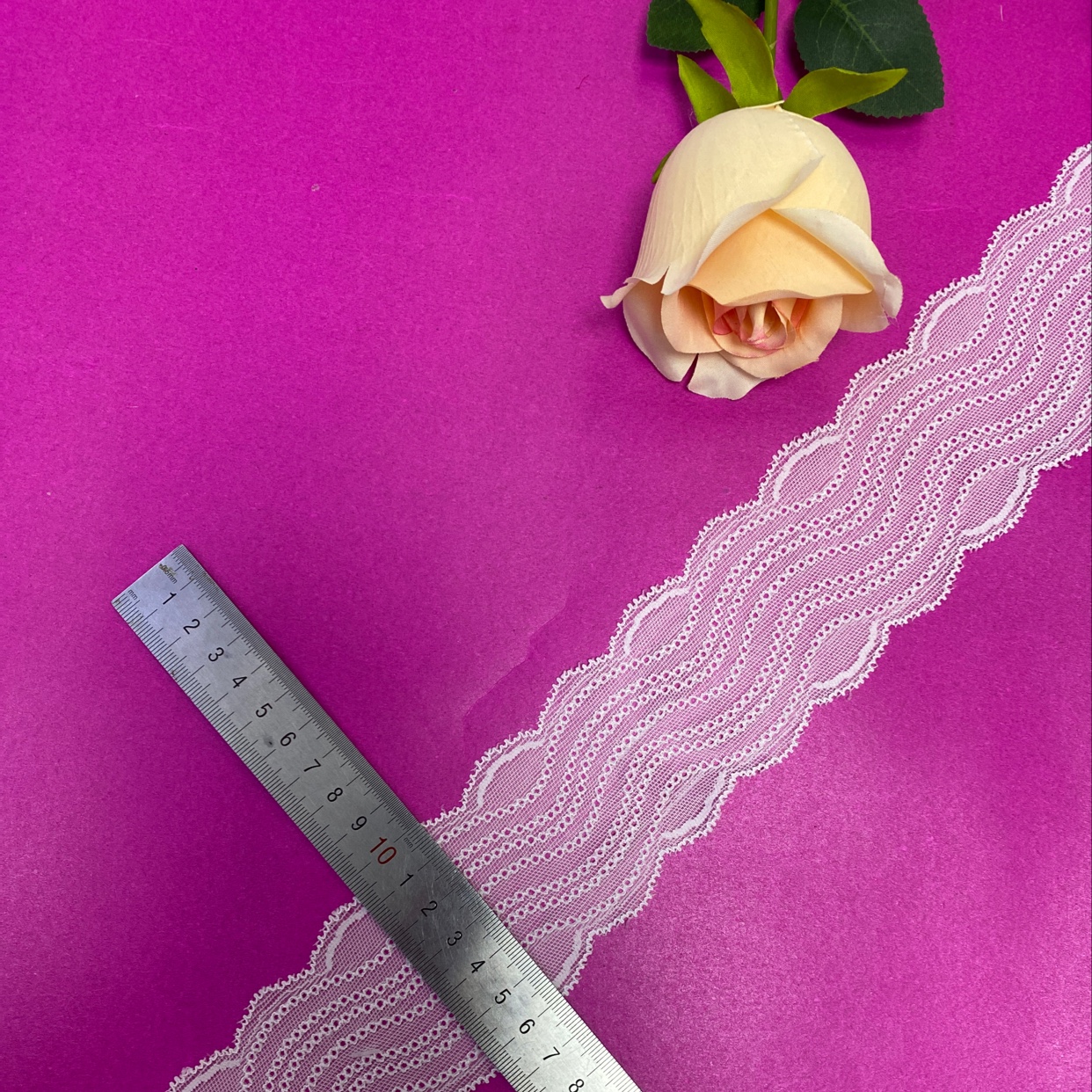 F0224(6.2CM width) Lace trim, with elastic trim, without elastic trim, eyelash trim, lace fabric, clothing accessories, new style trim Specification image