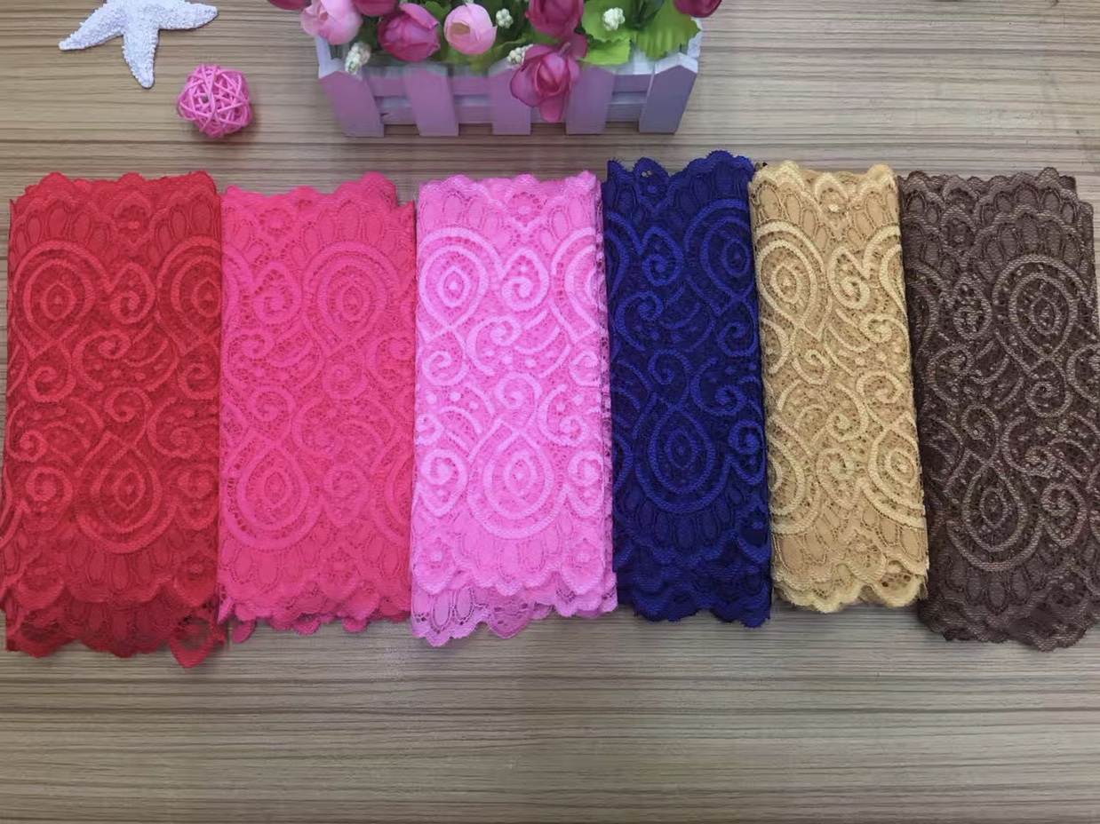 DB0114(width 18CM) Lace trim, with elastic trim, non-elastic trim, eyelash trim, lace fabric, clothing accessories, new style trim Application Scenario