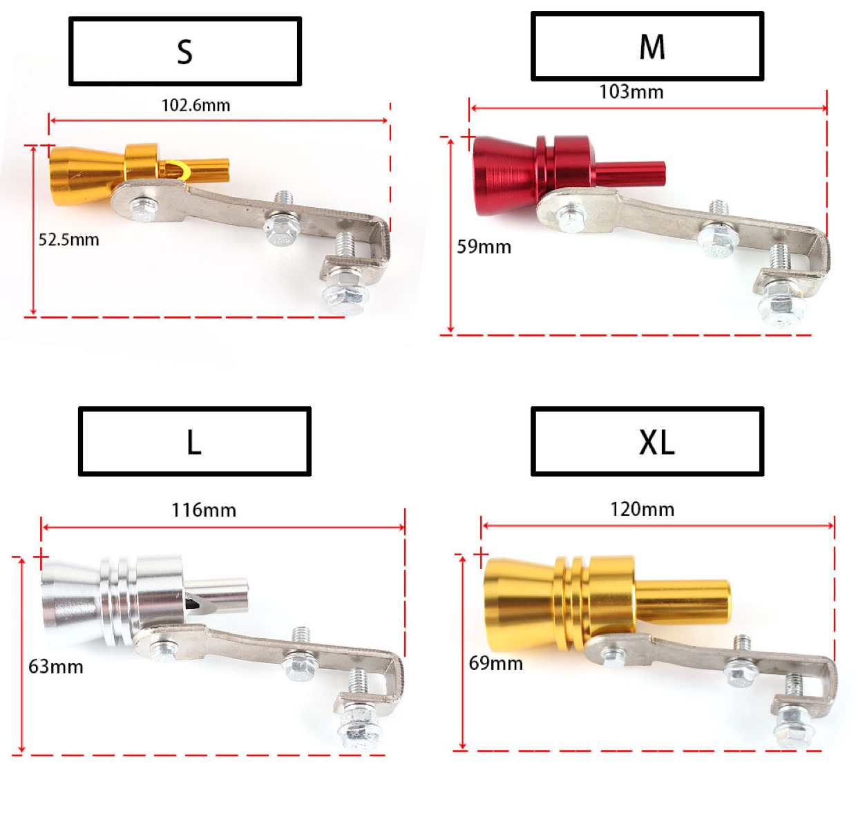 爆款热销汽车改装涡轮口哨 摩托车尾哨子排气管仿声器 S MLXL四色