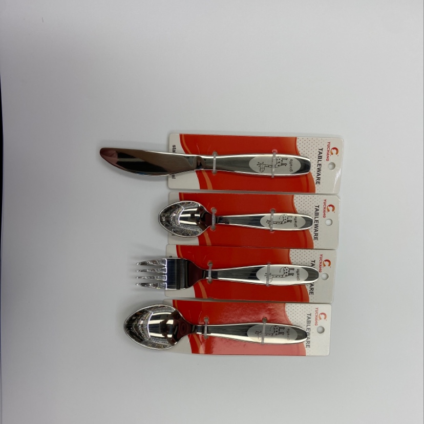 不锈钢304儿童刀叉勺套装单支绑卡长劲鹿激光