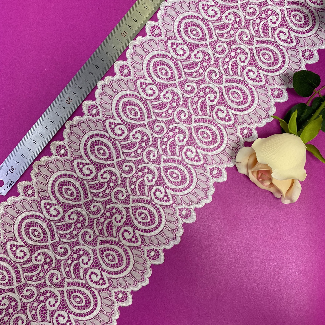 DB0114(width 18CM) Lace trim, with elastic trim, non-elastic trim, eyelash trim, lace fabric, clothing accessories, new style trim Specification image