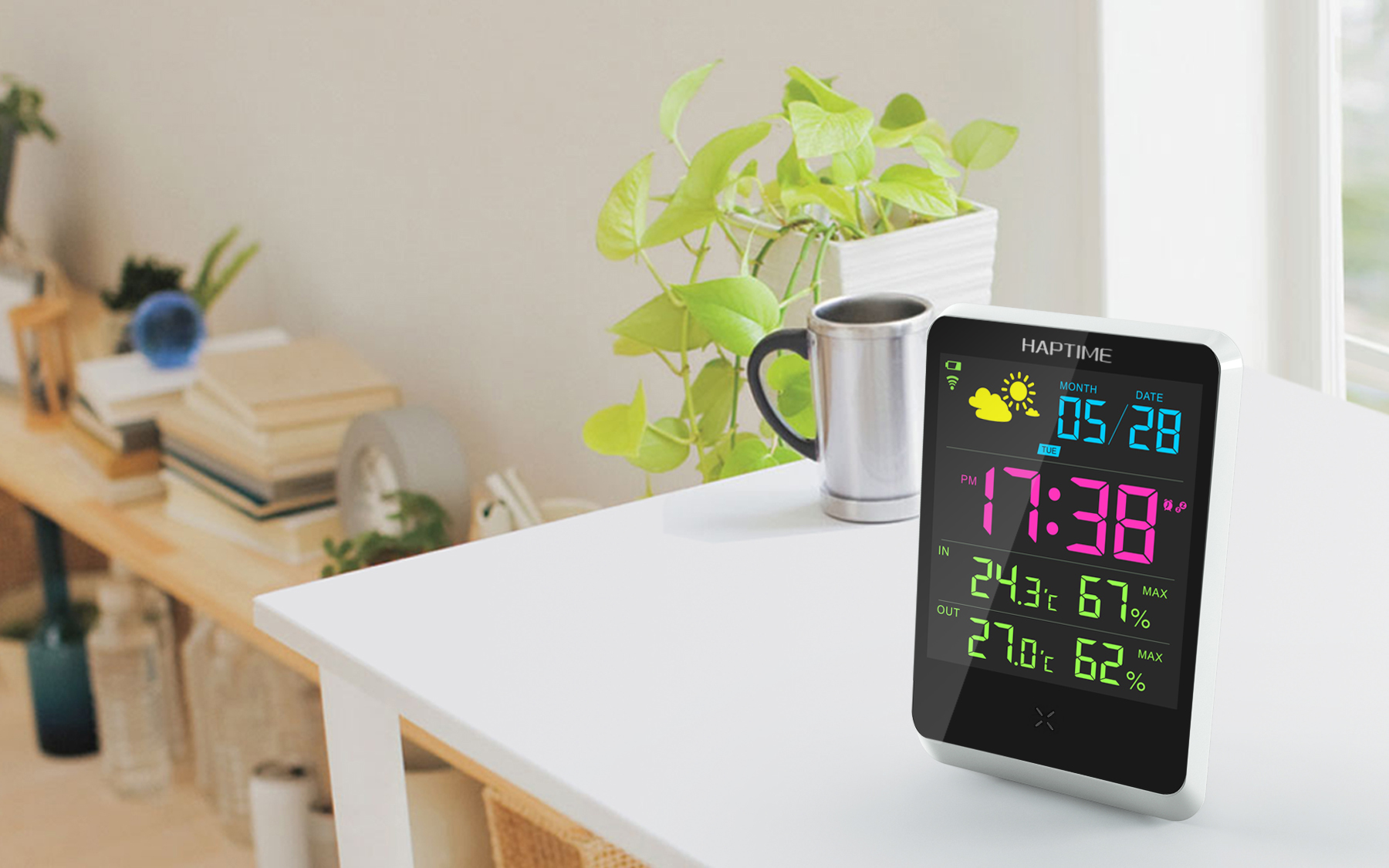 创意天气时钟家用桌面挂钟空气质量检测预报智能时钟详情图4