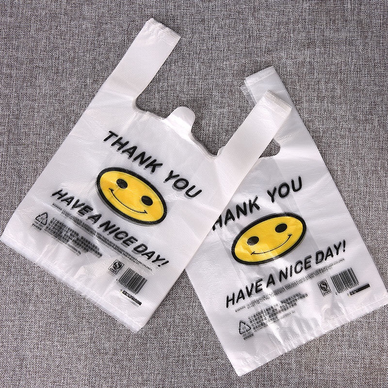 透明笑脸塑料袋食品袋购物袋外卖打包袋手提方便袋马甲背心垃圾袋详情图2