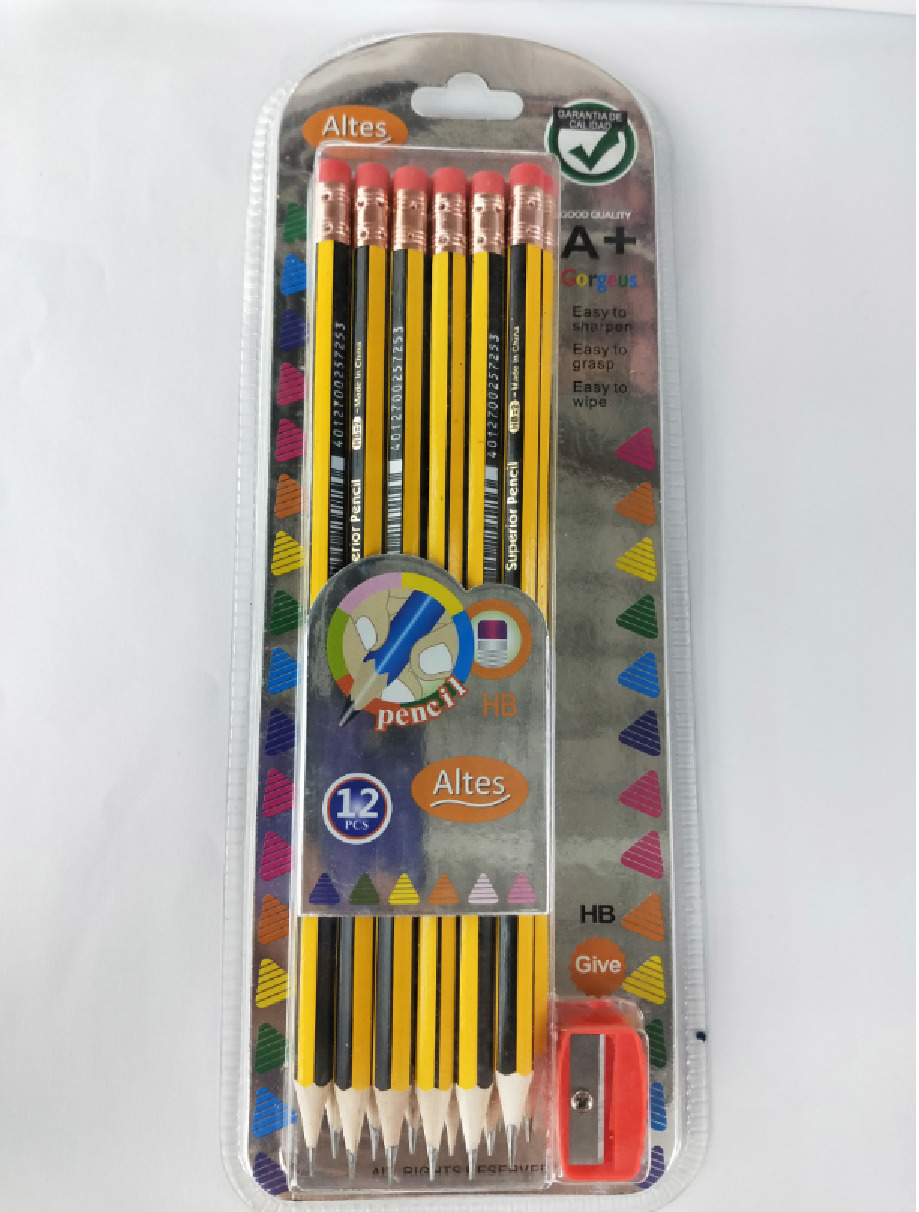 高质量优质学生HB黄黑抽条铅笔吸卡包装详情图3