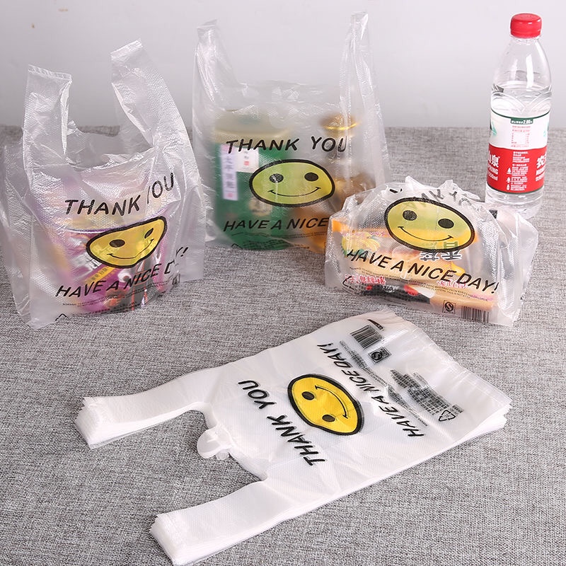透明笑脸塑料袋食品袋购物袋外卖打包袋手提方便袋马甲背心垃圾袋详情图4