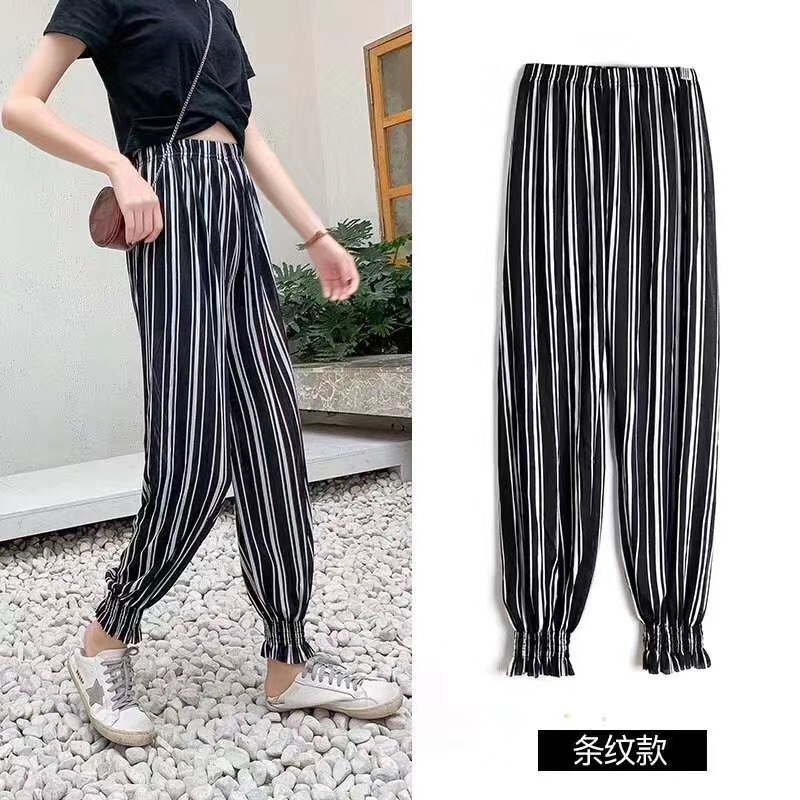 Ice silk mosquito repellent pants for women, light and flowing lantern pants, loose large-sized wide-leg pants, chiffon tight-fitting pants for outerwear details Picture