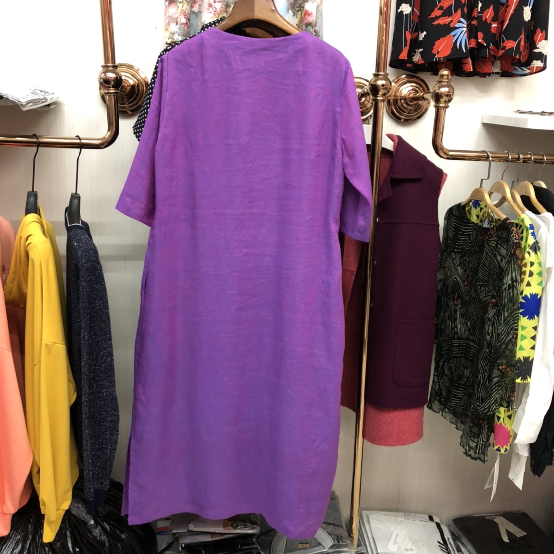 Button-down 苴麻 shirt for women 's summer mid-length, niche design, loose and plus-size artistic women' s top Specification image
