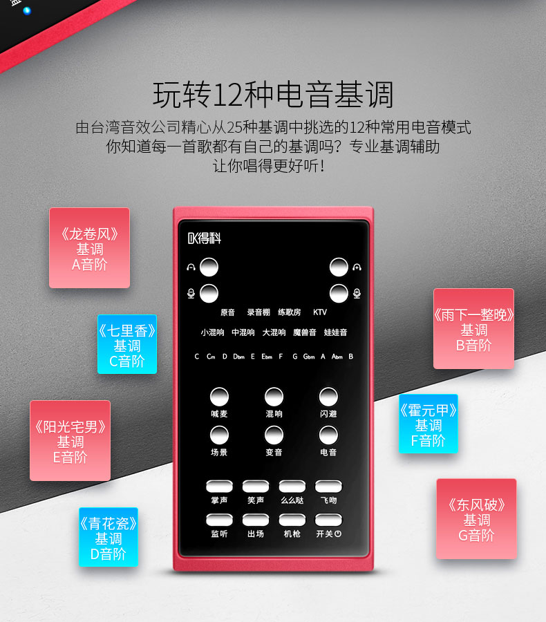 DK声卡 直播专用k唱歌手机麦克风话筒套装一体全套网红调试精调业详情图6