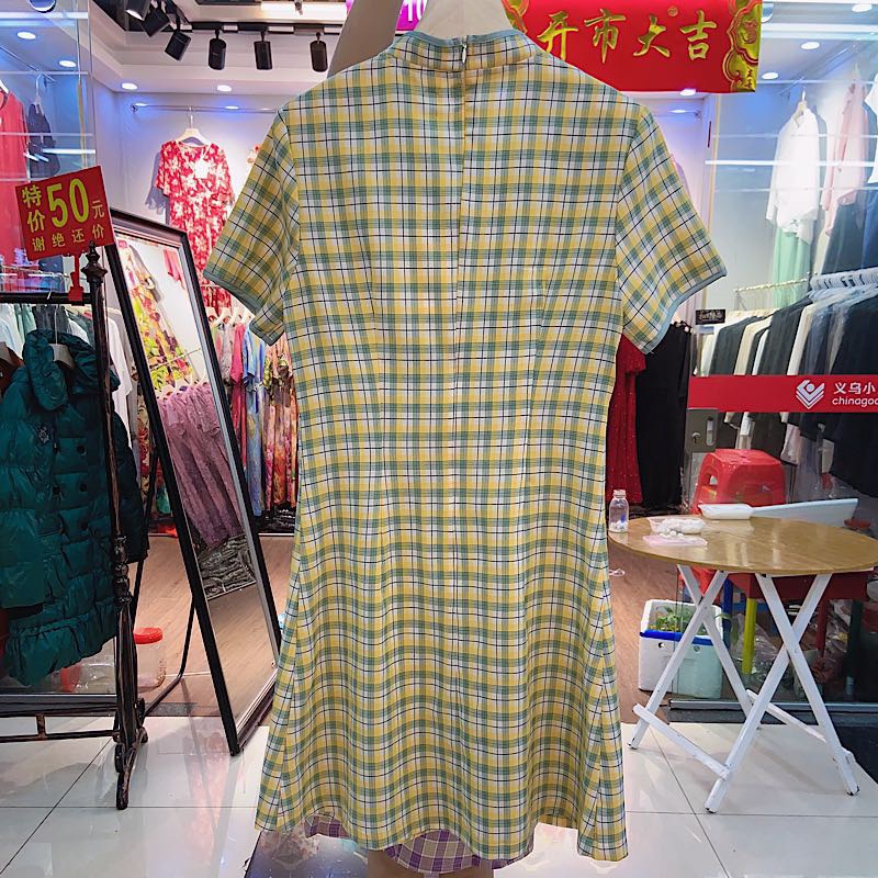 Yizhuo Yaxin 20B32 Women's clothing 2020 Summer New Chinese-style cheongsam dress Slimming, Republic of China style plaid dress undefined