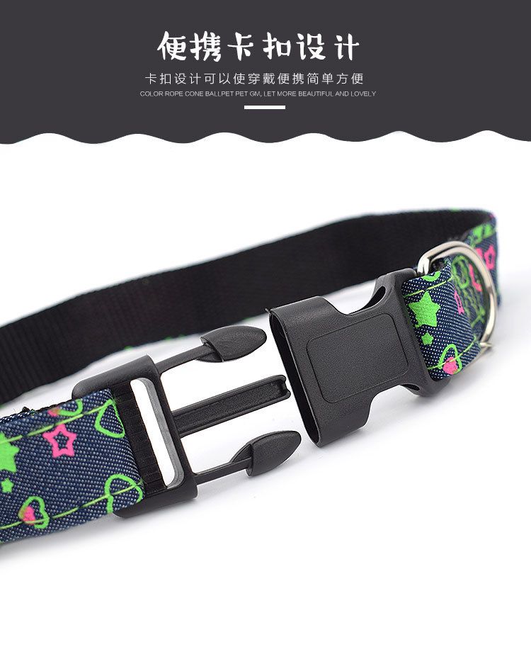 Cross-border premium pet denim printed collars, dog and cat collars, medium and large-sized dog neck collars, pet supplies Application Scenario