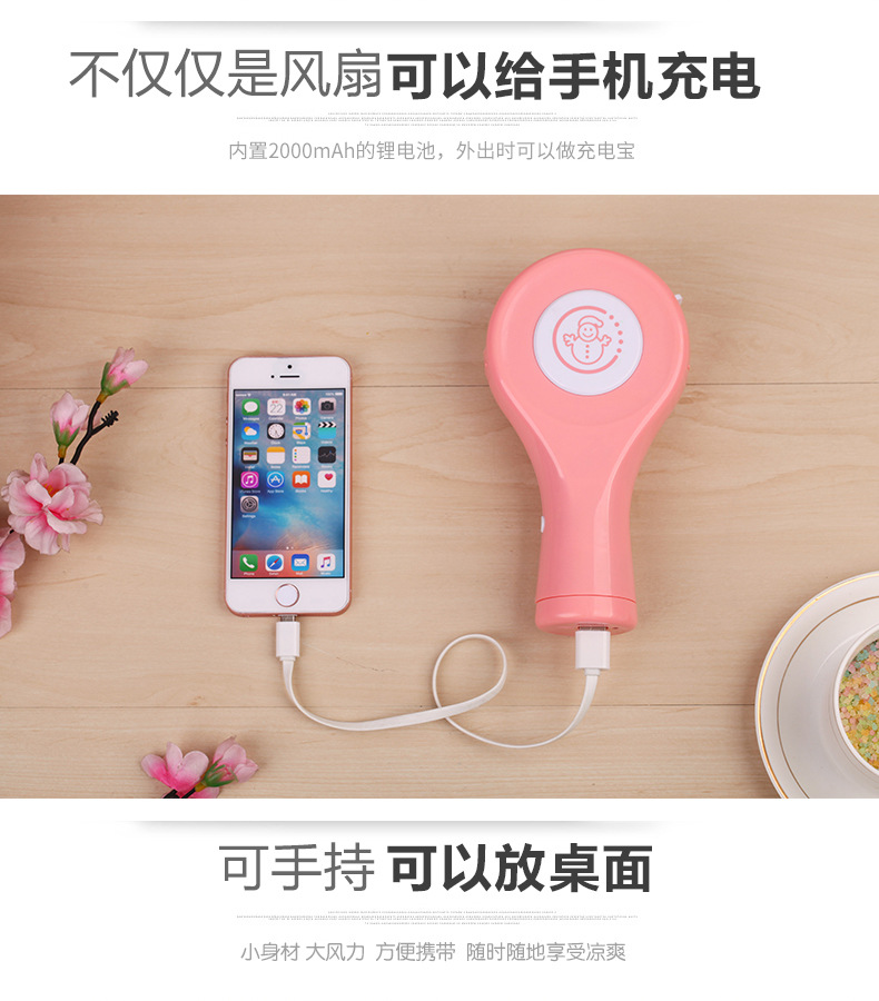 义乌好货 usb雪人掌上空调 笑脸充电风扇 雪花涡轮香味风扇详情图4