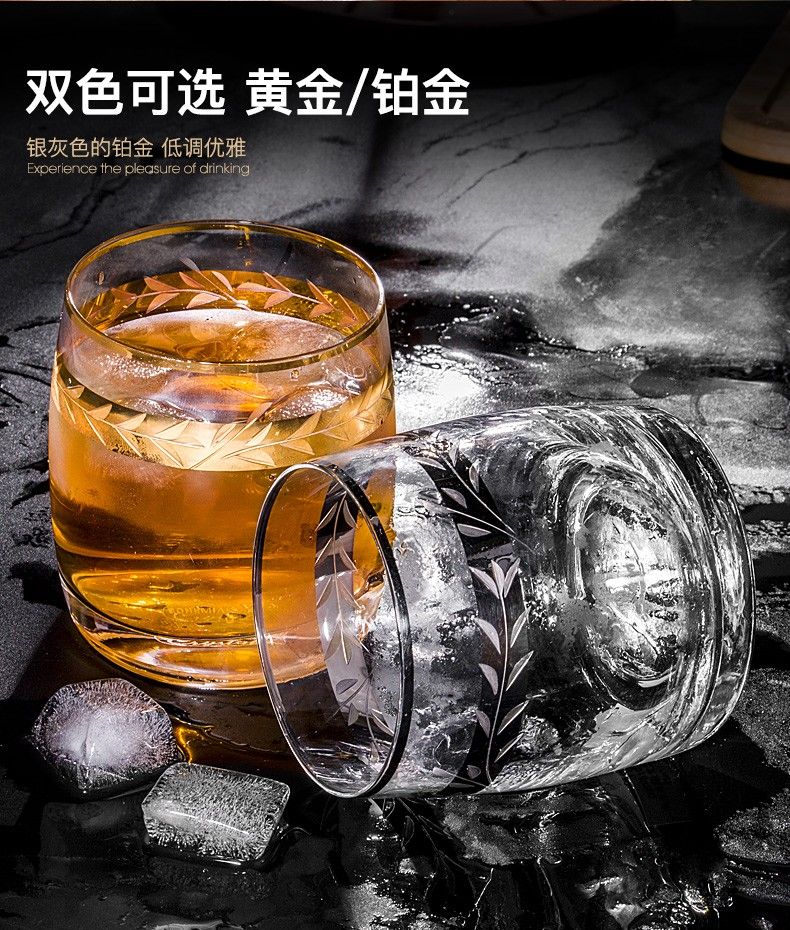 Water crystal glassed gold paintedwhisky无铅水晶酒水杯详情图3