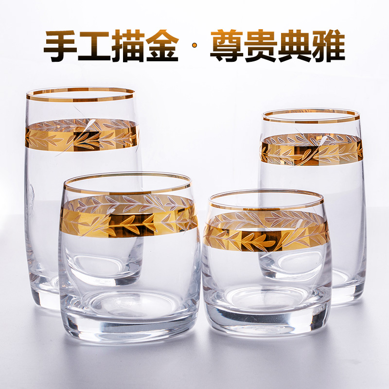 Water crystal glassed gold paintedwhisky无铅水晶酒水杯详情12