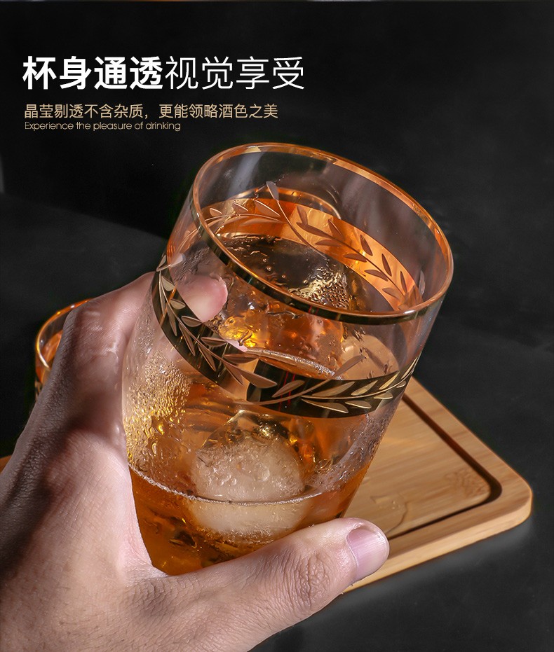 Water crystal glassed gold paintedwhisky无铅水晶酒水杯详情7