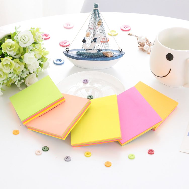 100 sheets 3x3 neon rainbow memo pad sticky notes details Picture