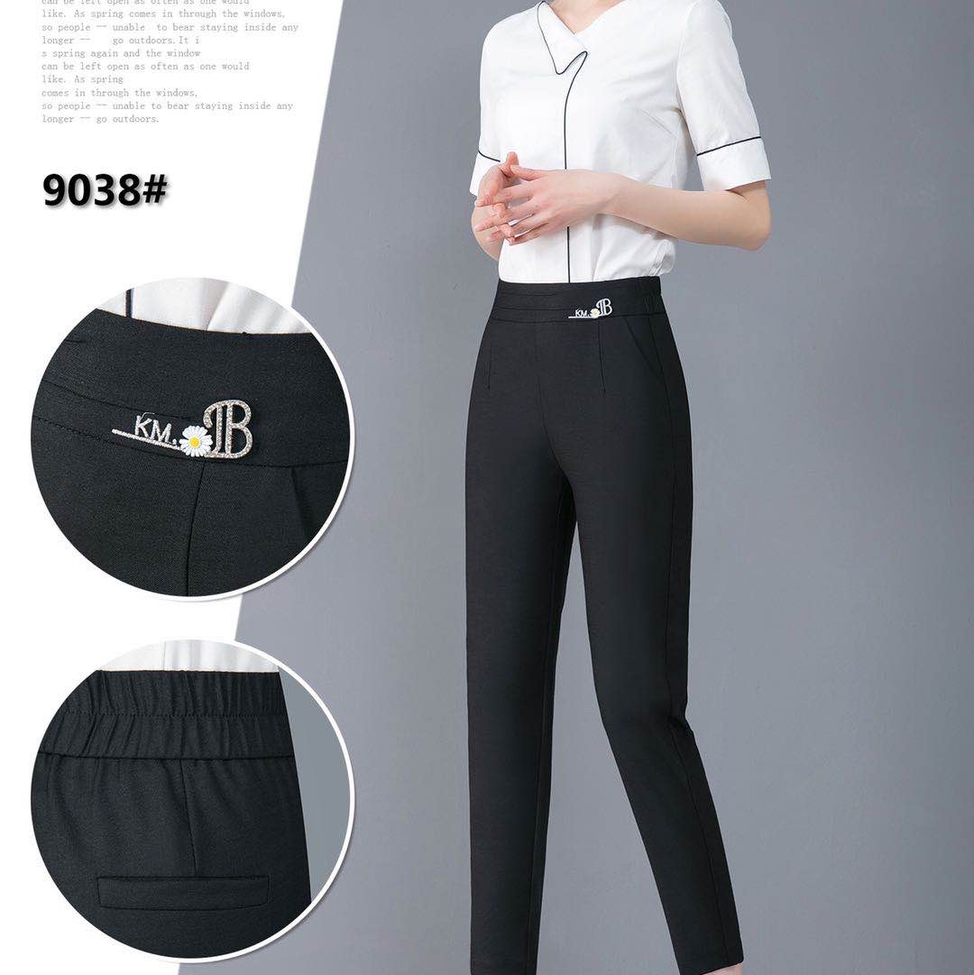 Cotton and linen nine-inch pants
