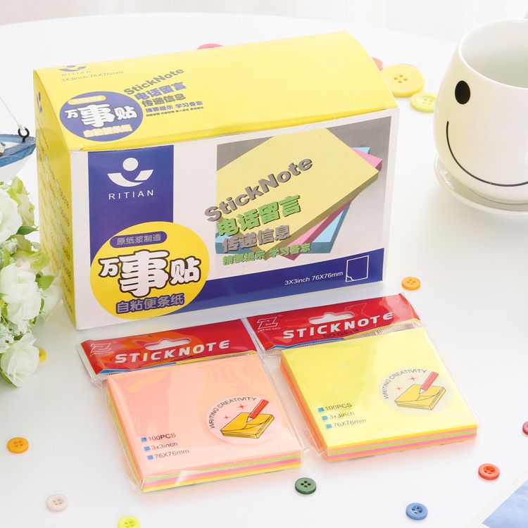 100 sheets 3x3 neon rainbow memo pad sticky notes Application Scenario