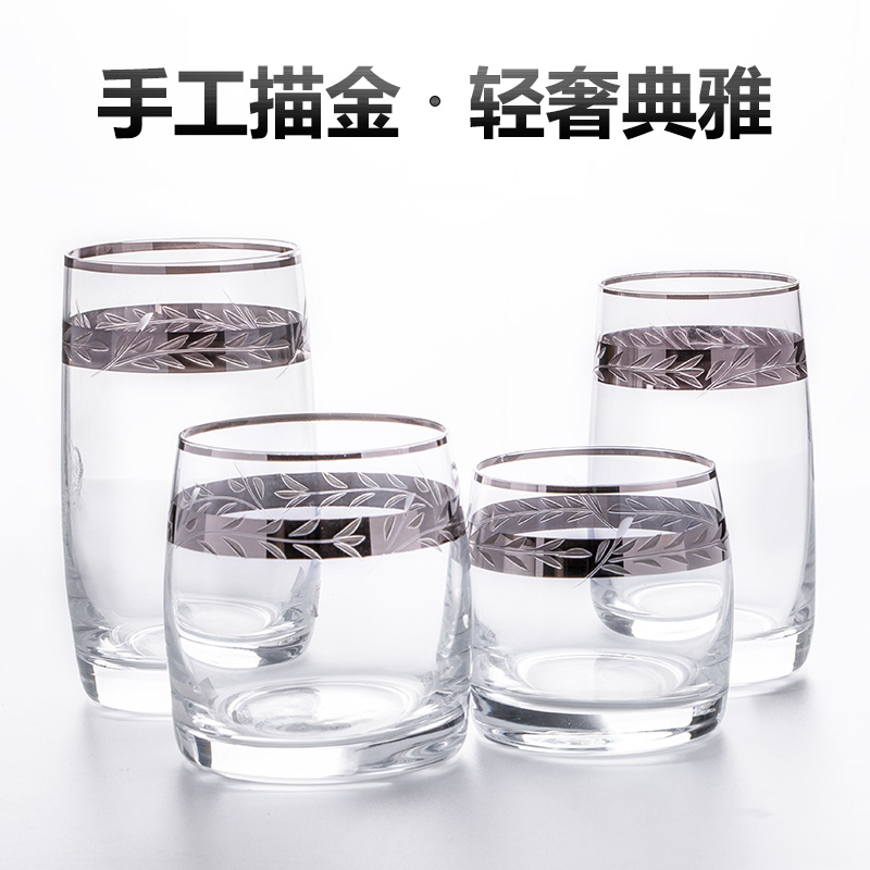 Water crystal glassed gold paintedwhisky无铅水晶酒水杯详情10