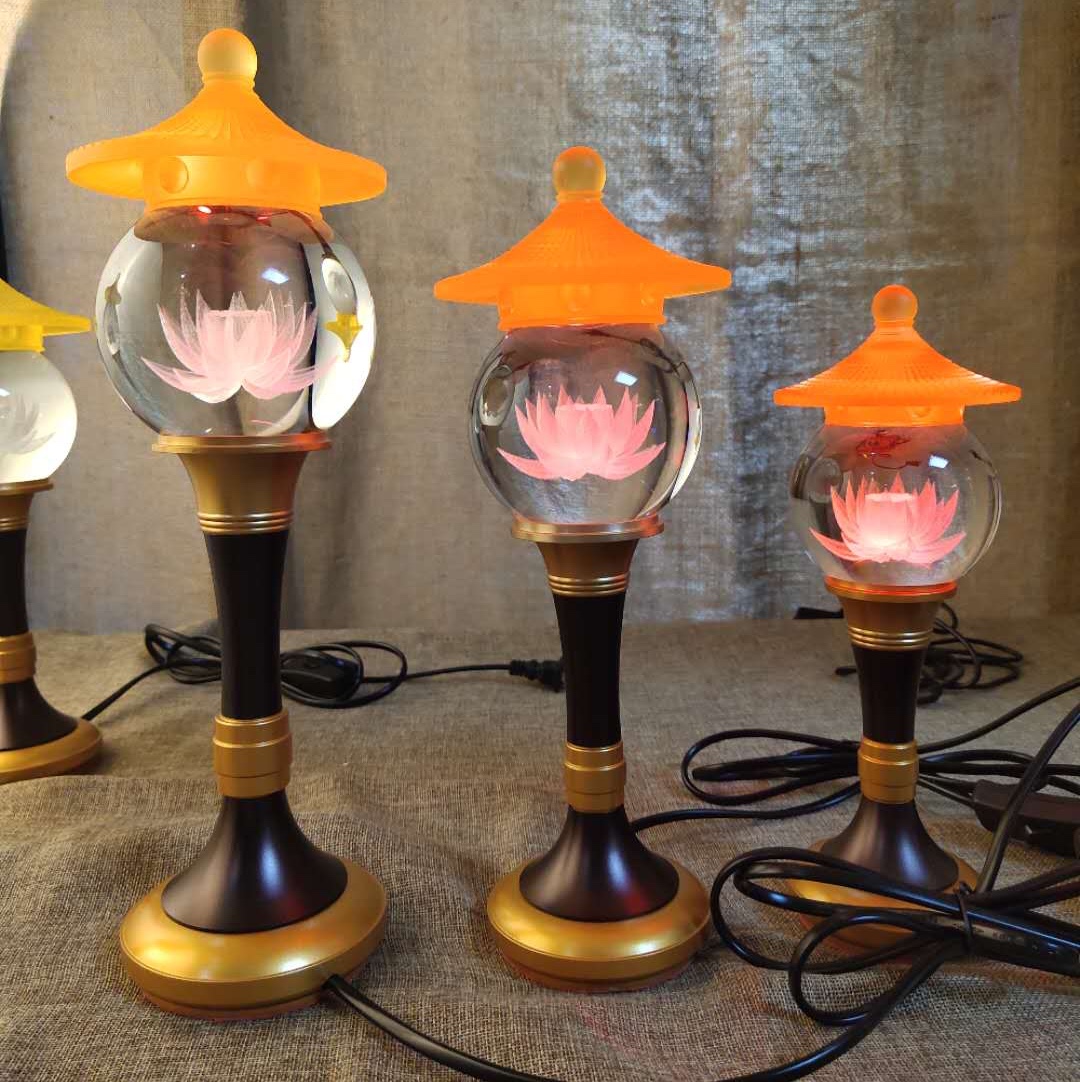 LED Buddha's Front offering lamp, Taiwan crystal lotus lamp, 12-inch seven-color changing light undefined