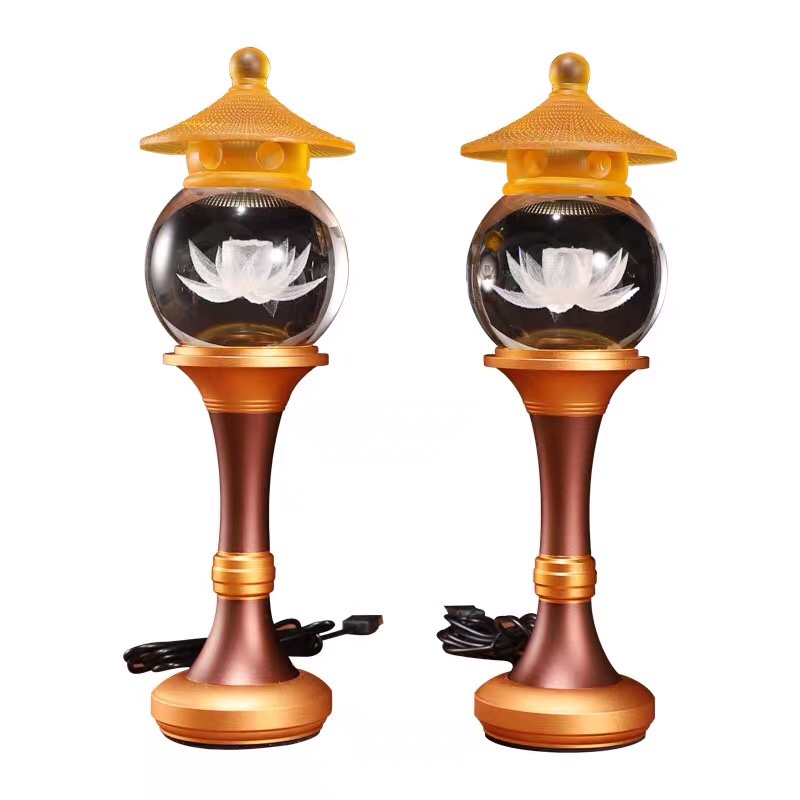 LED Buddha's Front offering lamp, Taiwan crystal lotus lamp, 12-inch seven-color changing light Item Picture